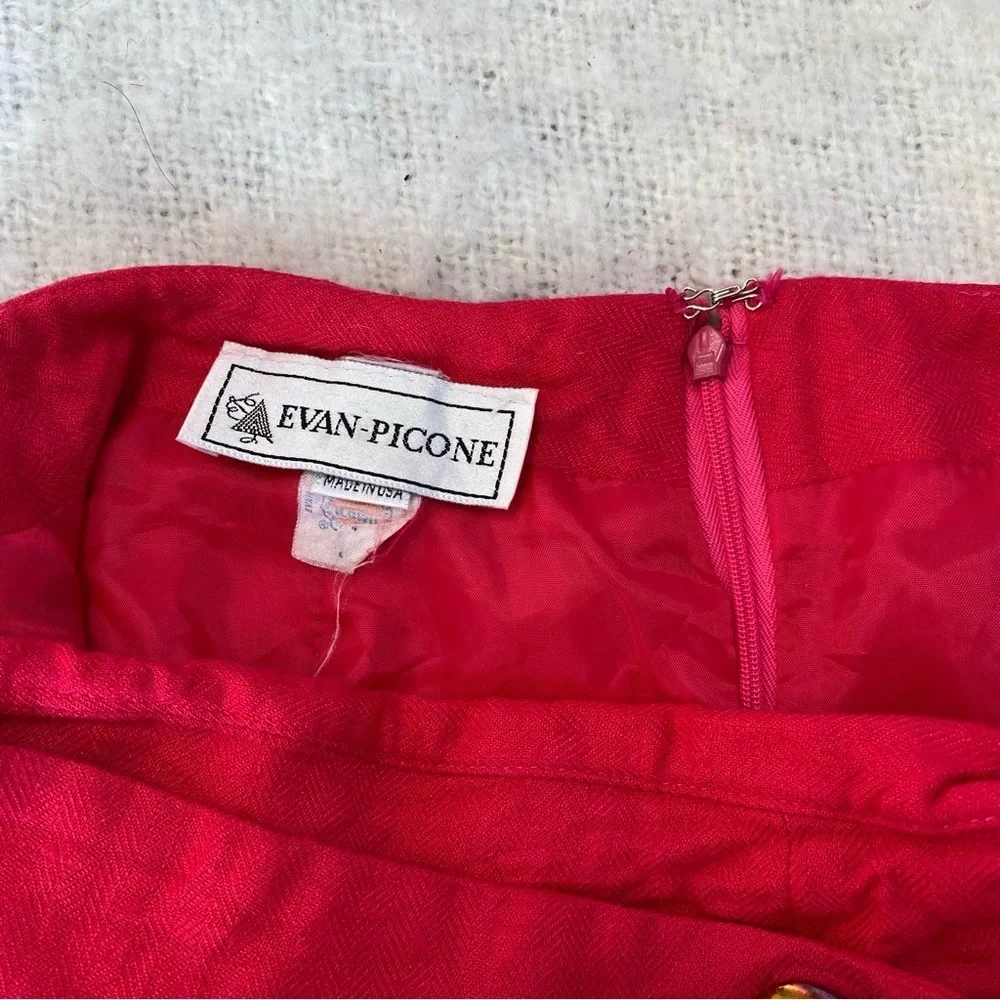 Vtg 80s Evan Picone Hot Pink Mini Skirt Lined Wrap Detail Size XS Preppy